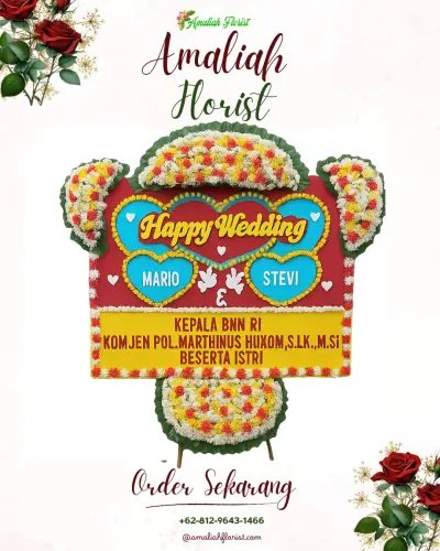 Karangan Papan Bunga Pernikahan di Selulung